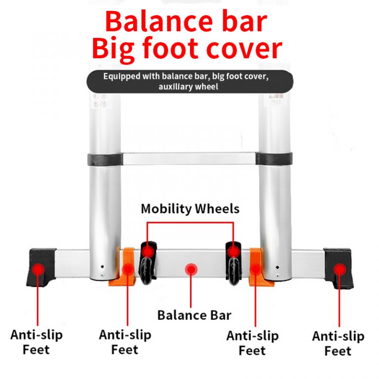 Pole Single Telescopic Ladder with balance bar-3