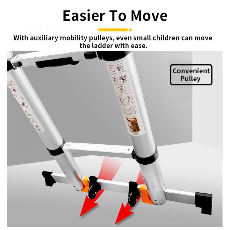 Pole Single Telescopic Ladder with balance bar-4
