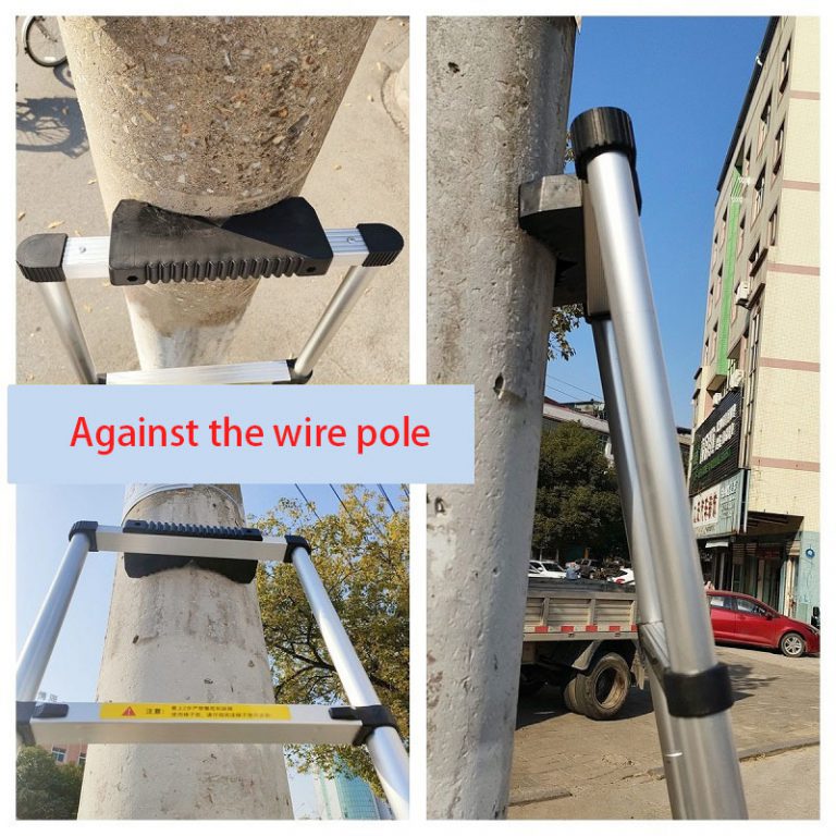 Pole Single Telescopic Ladder with balance bar-5