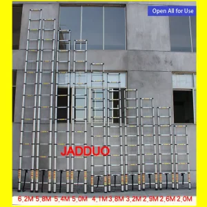Single Telescopic Ladder Multipurpose Tools Safety Stable Folding Ladders Aluminum Industrial 150kg Load Capacity Silver