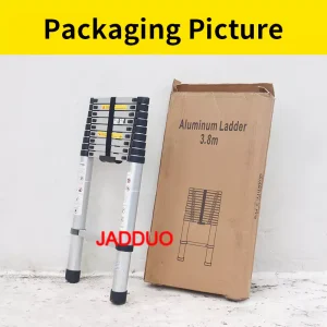 Single Telescopic Ladder Multipurpose Tools Safety Stable Folding Ladders Aluminum Industrial 150kg Load Capacity Silver