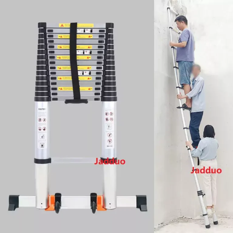 Upgrade Single Telescopic Ladder with balance Bar Silver Industrial Outdoor Ningbo Free Spare Parts Aluminum Ladders