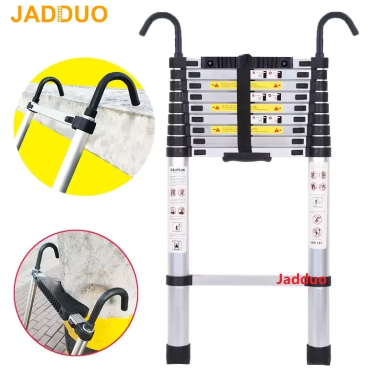 Extension Tube Aluminum Single Telescopic Ladder with Hook and Anti-slip cushion