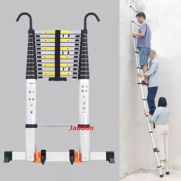 Upgrade Single Telescopic Ladder with Hook+balance Bar Silver Industrial Outdoor Ningbo Free Spare Parts Aluminum Ladders