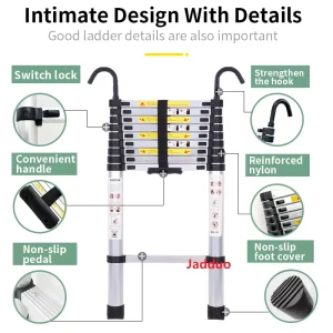 Extension Tube Single Telescopic Ladder with Hook