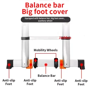 Pole Single Telescopic Ladder with Hook+Balance bar