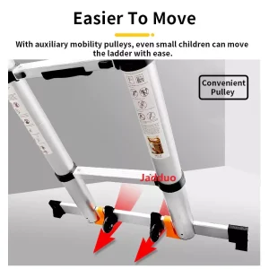 Upgrade Single Telescopic Ladder with Hook+balance Bar Silver Industrial Outdoor Ningbo Free Spare Parts Aluminum Ladders