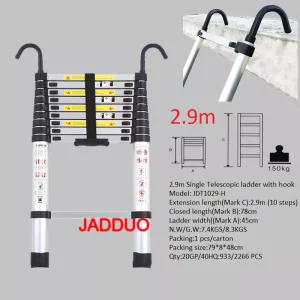 Single Telescopic Ladder with Hook Hanging Wall Edge Escaler EN131