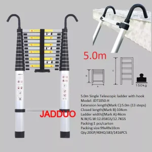 Single Telescopic Ladder with Hook Hanging Wall Edge Escaler EN131