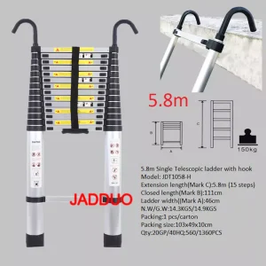 Single Telescopic Ladder with Hook Hanging Wall Edge Escaler EN131