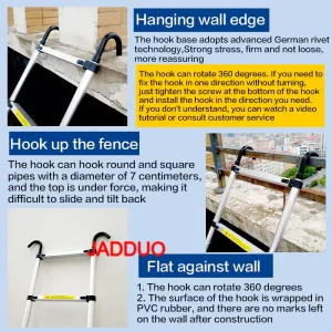 Single Telescopic Ladder with Hook Hanging Wall Edge Escaler EN131