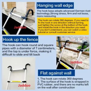 Upgrade Single Telescopic Ladder with Hook+balance Bar Silver Industrial Outdoor Ningbo Free Spare Parts Aluminum Ladders