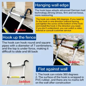 Extension Tube Single Telescopic Ladder with Hook