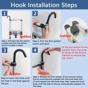 Extension Tube Single Telescopic Ladder with Hook