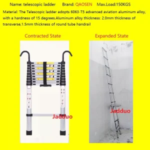 Extension Tube Single Telescopic Ladder with Hook