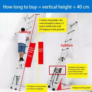 Upgrade Single Telescopic Ladder with Hook+balance Bar Silver Industrial Outdoor Ningbo Free Spare Parts Aluminum Ladders