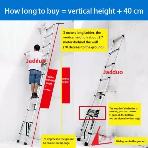 Extension Tube Single Telescopic Ladder with Hook