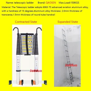 Pole Single Telescopic Ladder with Hook+Balance bar