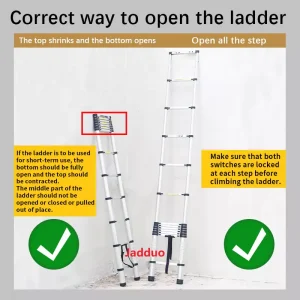 Upgrade Single Telescopic Ladder with Hook+balance Bar Silver Industrial Outdoor Ningbo Free Spare Parts Aluminum Ladders