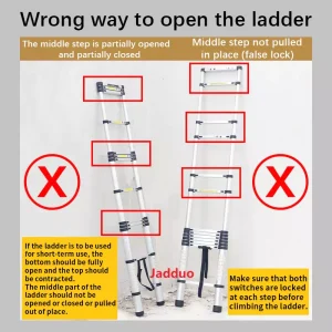 Extension Tube Aluminum Single Telescopic Ladder with Hook and Anti-slip cushion