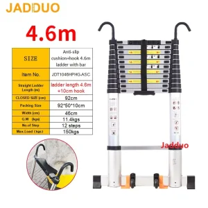 Pole Single Telescopic Ladder with Hook+Balance bar