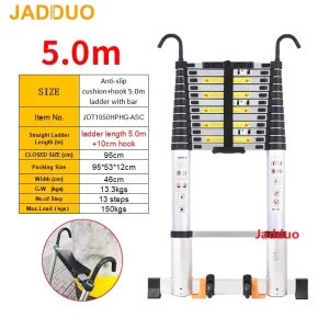 Pole Single Telescopic Ladder with Hook+Balance bar