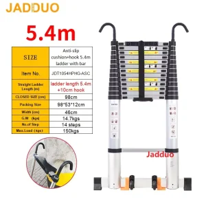 Pole Single Telescopic Ladder with Hook+Balance bar