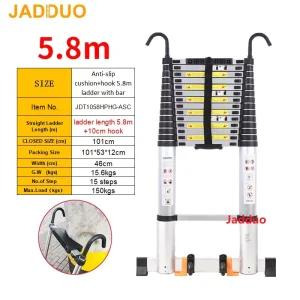 Pole Single Telescopic Ladder with Hook+Balance bar