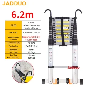 Pole Single Telescopic Ladder with Hook+Balance bar