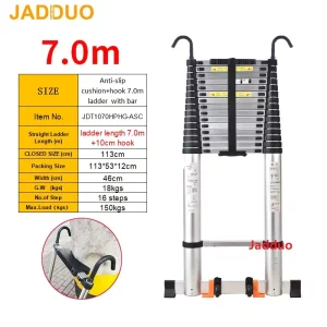 Pole Single Telescopic Ladder with Hook+Balance bar