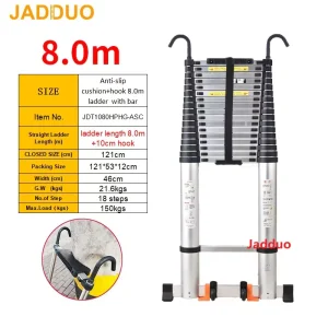 Pole Single Telescopic Ladder with Hook+Balance bar