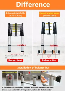 Pole Single Telescopic Ladder with balance bar