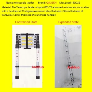 Extension Tube Single Telescopic Ladder with Anti-slip cushion