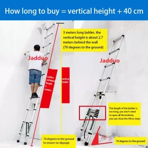 Extension Tube Single Telescopic Ladder with Anti-slip cushion
