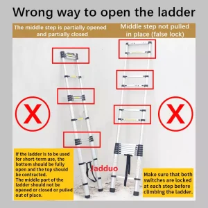 Extension Tube Single Telescopic Ladder with Anti-slip cushion