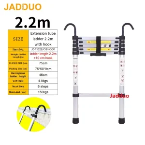 Extension Tube Single Telescopic Ladder with Hook