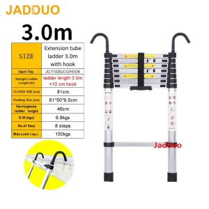 Extension Tube Single Telescopic Ladder with Hook