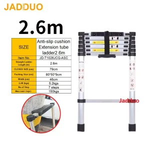 Extension Tube Single Telescopic Ladder with Anti-slip cushion