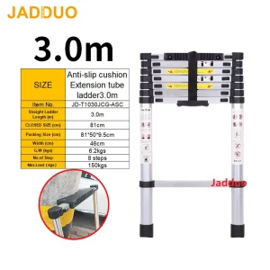 Extension Tube Single Telescopic Ladder with Anti-slip cushion