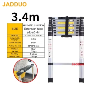 Extension Tube Single Telescopic Ladder with Anti-slip cushion