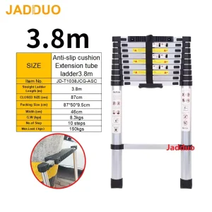 Extension Tube Single Telescopic Ladder with Anti-slip cushion
