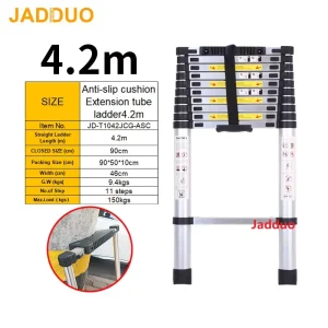 Extension Tube Single Telescopic Ladder with Anti-slip cushion