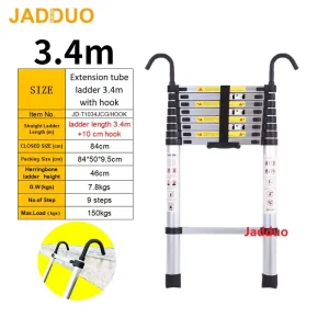 Extension Tube Single Telescopic Ladder with Hook
