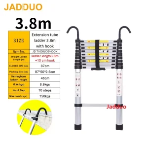 Extension Tube Single Telescopic Ladder with Hook