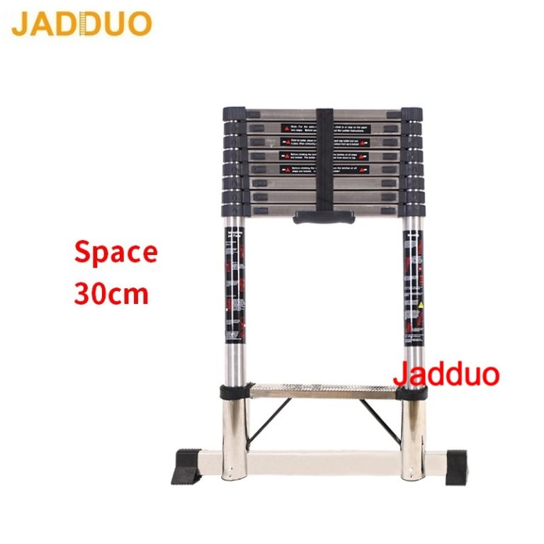 Step 30cm Stainless Steel Single Telescopic Ladder with balance bar