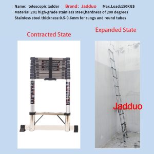 Stainless Steel Single Telescopic Ladder with balance bar