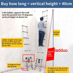 Stainless Steel Single Telescopic Ladder with balance bar