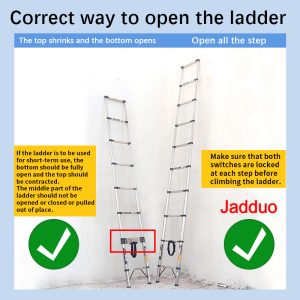 Stainless Steel Single Telescopic Ladder with balance bar