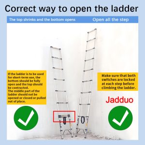 Step 30cm Stainless Steel Single Telescopic Ladder with balance bar