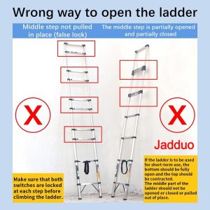 Stainless Steel Single Telescopic Ladder with balance bar